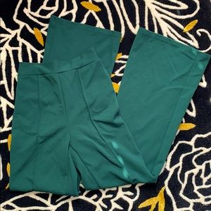 Dark Green High Waist Wide Leg Trouser